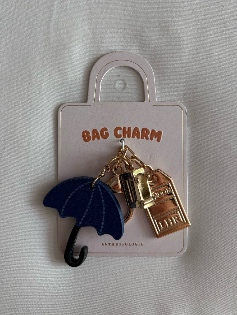 NEW Anthropologie London Umbrella Bag Charm Keychain